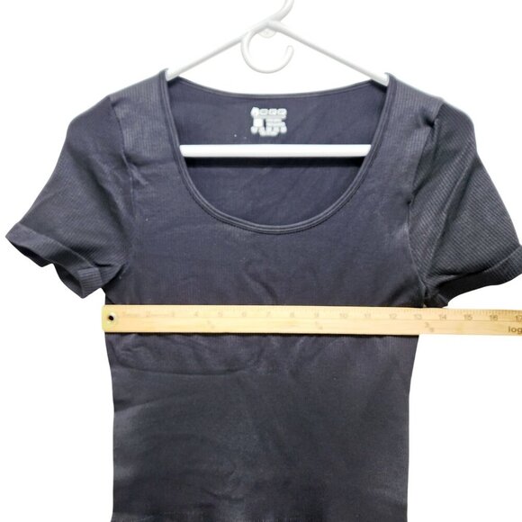 OQQ Black Short-Sleeve Scoop Neck Full-Length Bodysuit Womens Size L - Picture 7 of 11